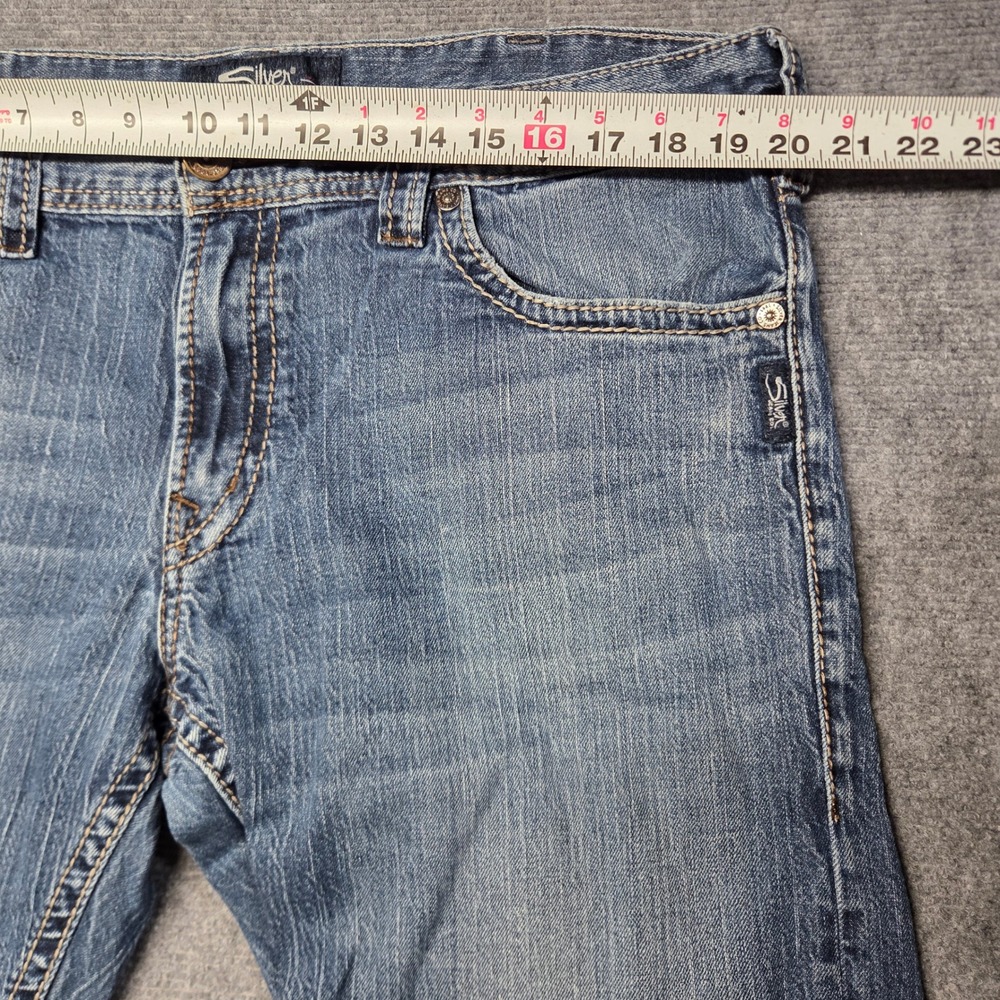 Silver Jeans Co Mens Zac Relaxed Straight Leg Blue Denim Jeans Medium Wash 39x29 - Picture 9 of 16